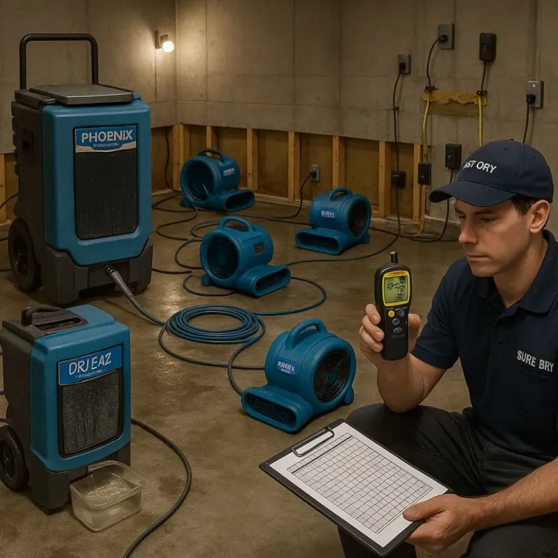 Structural Drying and Dehumidification process in Mission Hills, CA